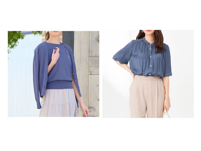 【any SiS/エニィ スィス】の【洗える】サテンドビー ブラウス&【洗える】ベーシッククルーネック カーディガン おすすめ！人気、トレンド、レディースファッションの通販 おすすめ人気トレンドファッション通販アイテム インテリア・キッズ・メンズ・レディースファッション・服の通販 founy(ファニー) https://founy.com/ ファッション Fashion レディースファッション WOMEN トップス・カットソー Tops/Tshirt シャツ/ブラウス Shirts/Blouses カーディガン Cardigans 送料無料 Free Shipping おすすめ Recommend ギャザー サテン ドット フレア 洗える |ID:crp329100000147059