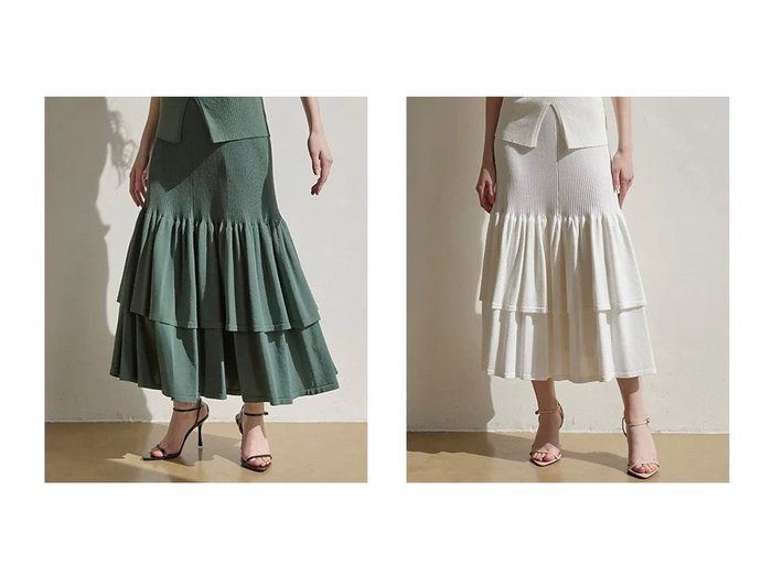 【MIELIINVARIANT/ミエリインヴァリアント】のMermaid Flare Knit Skirt 【スカート】おすすめ！人気、トレンド、レディースファッションの通販 おすすめ人気トレンドファッション通販アイテム 人気、トレンドファッション・服の通販 founy(ファニー) ファッション Fashion レディースファッション WOMEN スカート Skirt セットアップ ティアード フレア マーメイド おすすめ Recommend |ID:crp329100000147387