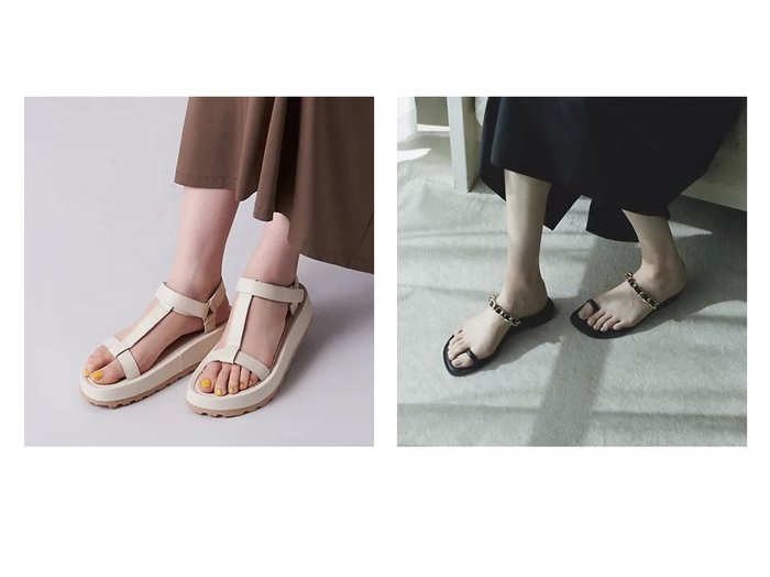 【Odette e Odile/オデット エ オディール】のヴィブラム Tストラップ サンダル45↑&サムループチェーンストラップ サンダル10 【シューズ・靴】おすすめ！人気、トレンド、レディースファッションの通販 おすすめ人気トレンドファッション通販アイテム インテリア・キッズ・メンズ・レディースファッション・服の通販 founy(ファニー) https://founy.com/ ファッション Fashion レディースファッション WOMEN おすすめ Recommend アクセサリー クッション サンダル チェーン フラット リゾート リラックス ストラップサンダル ラップ 別注 |ID:crp329100000147410