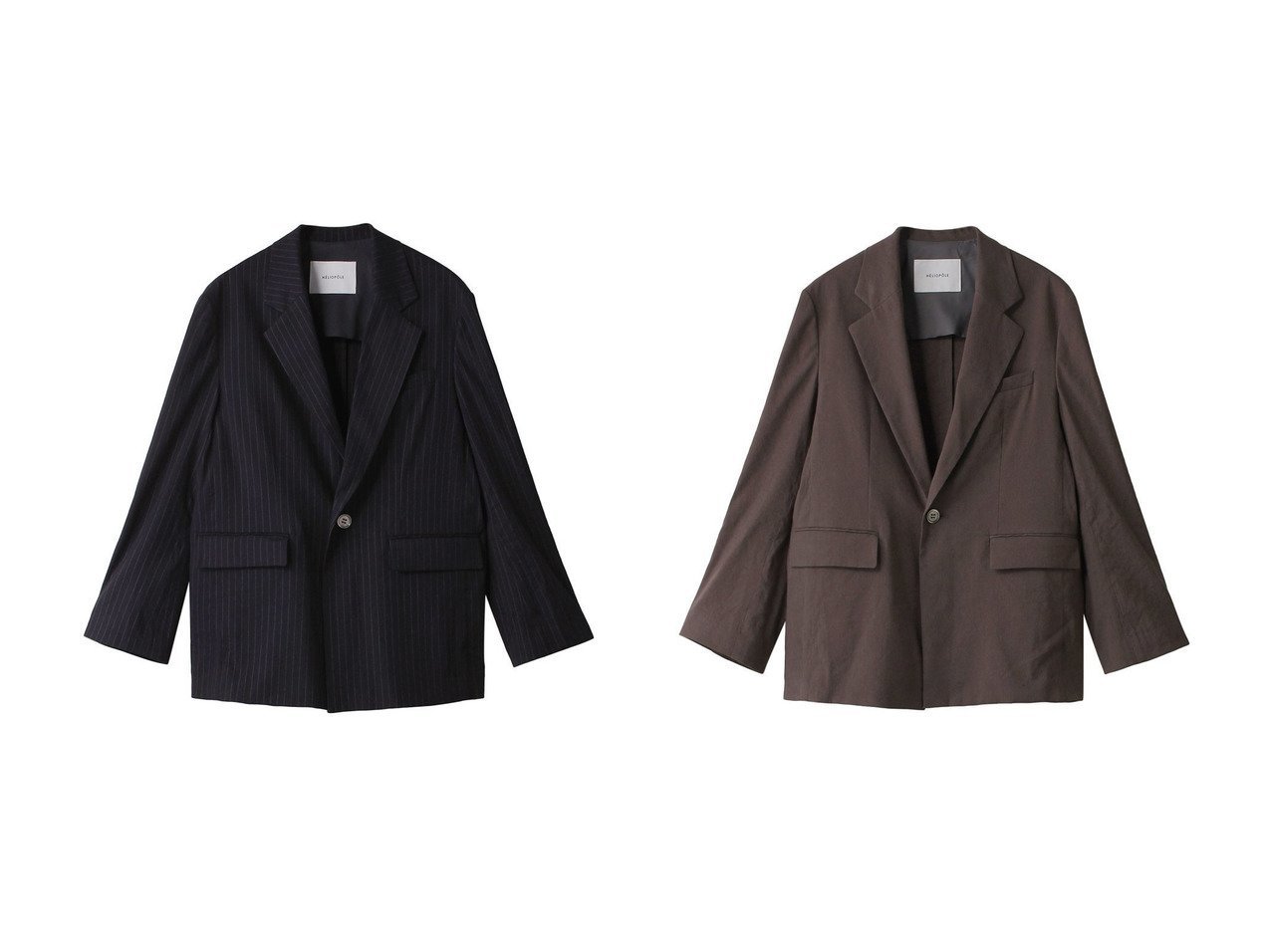 【heliopole/エリオポール】のthe Ellison ジャケット(bio linen st)&the Ellison ジャケット(bio linen st) 【アウター】おすすめ！人気、トレンド、レディースファッションの通販 おすすめ人気トレンドファッション通販アイテム インテリア・キッズ・メンズ・レディースファッション・服の通販 founy(ファニー) 　ファッション　Fashion　レディースファッション　WOMEN　アウター　Coat Outerwear　ジャケット　Jackets　おすすめ　Recommend　ショート　シンプル　ジャケット　ストライプ　セットアップ　リネン　ブルー系　Blue　ブラウン系　Brown　|ID:crp329100000147535