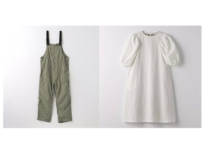 【green label relaxing / UNITED ARROWS / KIDS/グリーンレーベルリラクシング】のジャカード パフカラー ワンピース(ホワイト)110cm-130cm&オーバーオール 130cm-140cm 【KIDS】子供服のおすすめ！人気トレンド・キッズファッションの通販 おすすめ人気トレンドファッション通販アイテム インテリア・キッズ・メンズ・レディースファッション・服の通販 founy(ファニー) https://founy.com/ ファッション Fashion キッズファッション KIDS ワンピース Dress/Kids アウトドア 春 Spring ギャザー サロペット フロント ラップ おすすめ Recommend 夏 Summer |ID:crp329100000148016