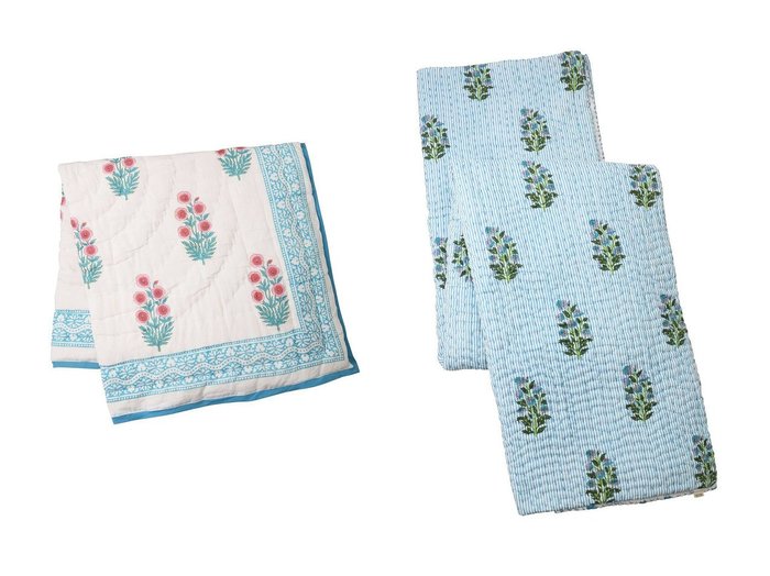 【SZ Blockprints/エスゼット ブロックプリント】のMEDIUM QUILT ANEEZA 中綿キルト(HEART)&BABY BLANKET POPPY 中綿ブランケット(STRIPE) おすすめ！人気、トレンド、レディースファッションの通販  おすすめ人気トレンドファッション通販アイテム 人気、トレンドファッション・服の通販 founy(ファニー) インド フラワー ブランケット ブロック プリント ベビー キルティング キルト リバーシブル |ID:crp329100000148098