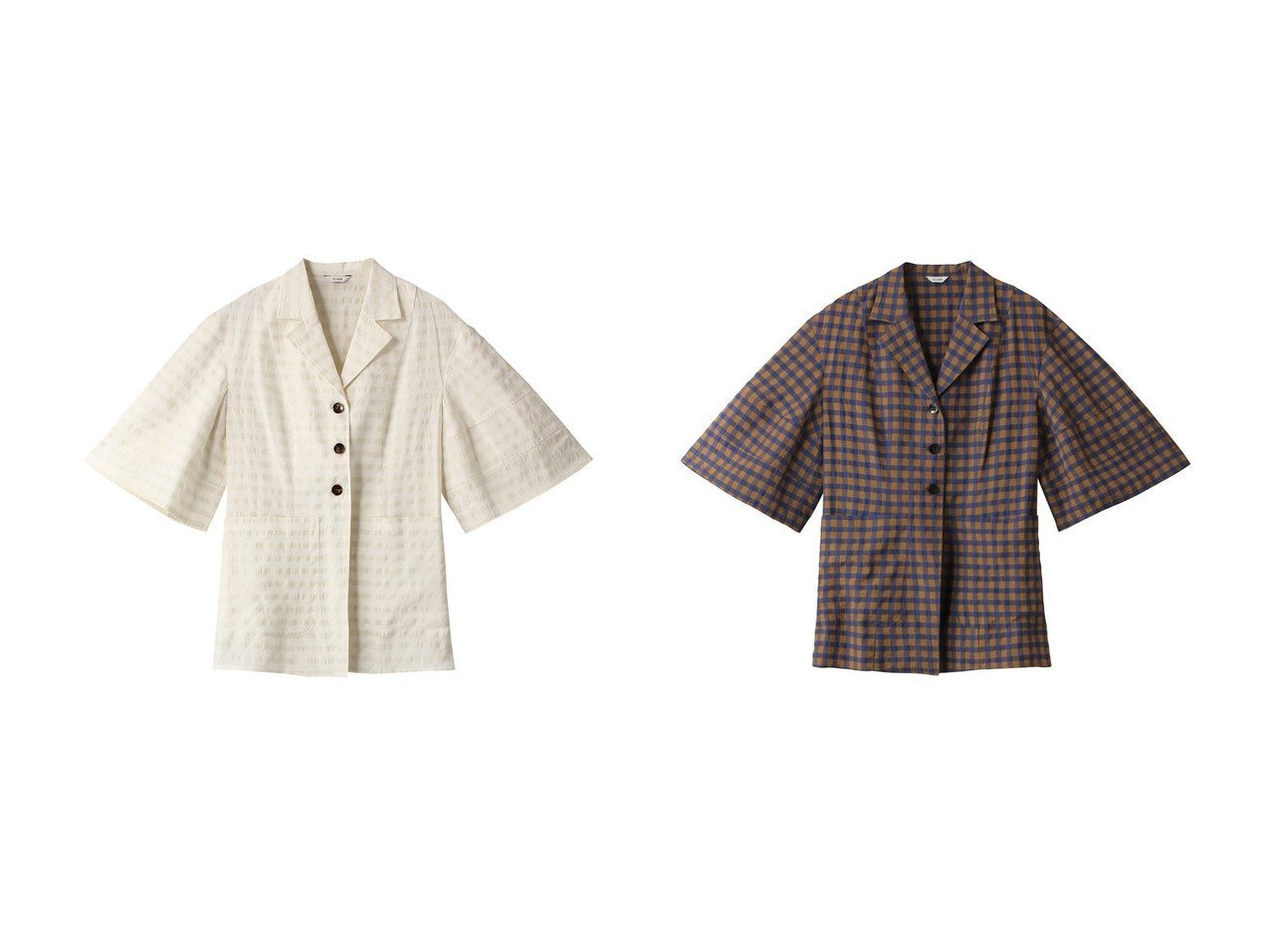 【CLANE/クラネ】のGINGHAM CHECK DOME SLEEVE SHIRT シャツ/ブラウス 【トップス、カットソー】おすすめ！人気、トレンド、レディースファッションの通販  おすすめで人気の流行・トレンド、ファッションの通販商品 インテリア・家具・メンズファッション・キッズファッション・レディースファッション・服の通販 founy(ファニー) https://founy.com/ ファッション Fashion レディースファッション WOMEN トップス・カットソー Tops/Tshirt シャツ/ブラウス Shirts/Blouses ギンガム シェイプ ショート スリーブ チェック トレンド 羽織 |ID:crp329100000148191