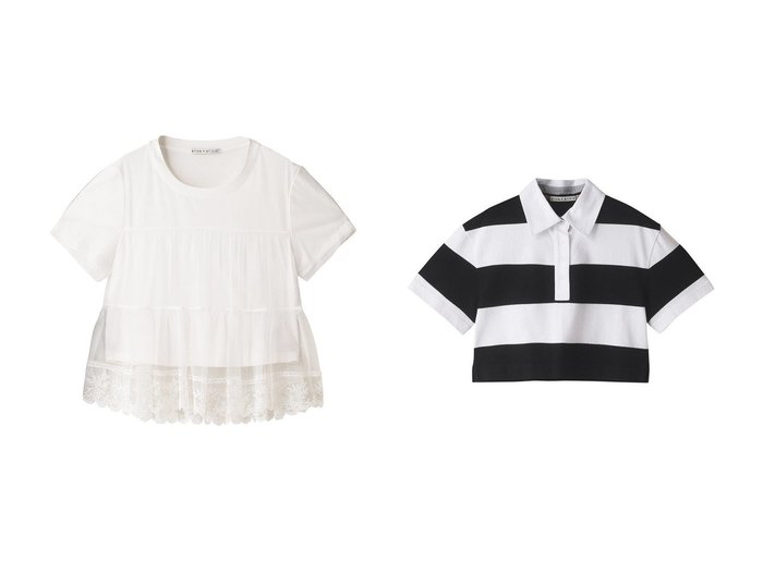 【ALICE+OLIVIA/アリス アンド オリビア】のTREVA ボクシークロップド ポロシャツ&DREEMA ショートスリーブティアードTシャツ おすすめ！人気、トレンド、レディースファッションの通販 おすすめ人気トレンドファッション通販アイテム 人気、トレンドファッション・服の通販 founy(ファニー) ファッション Fashion レディースファッション WOMEN トップス・カットソー Tops/Tshirt シャツ/ブラウス Shirts/Blouses ロング / Tシャツ T-Shirts カットソー Cut and Sewn ポロシャツ Polo Shirts おすすめ Recommend ショート スリーブ ダメージ チュール デニム ワイド S/S・春夏 SS・Spring/Summer クロップド スタイリッシュ スポーティ ハーフ ボーダー ポロシャツ 夏 Summer 定番 Standard 春 Spring |ID:crp329100000148251