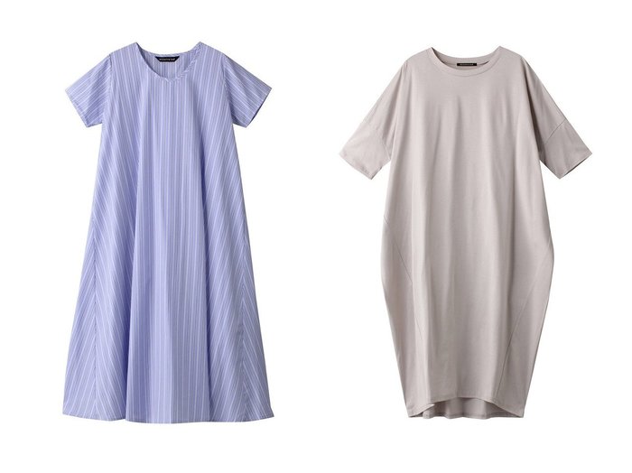 【mizuiro ind/ミズイロ インド】のstripe A line half slv OP ワンピース&half slv cocoon long OP ワンピース 【ワンピース、ドレス】おすすめ！人気、トレンド、レディースファッションの通販  おすすめ人気トレンドファッション通販アイテム インテリア・キッズ・メンズ・レディースファッション・服の通販 founy(ファニー) https://founy.com/ ファッション Fashion レディースファッション WOMEN ワンピース Dress チュニック Tunic シルク シルケット チュニック ロング 半袖 サマー ストライプ スリーブ ハーフ フェミニン 夏 Summer |ID:crp329100000148492