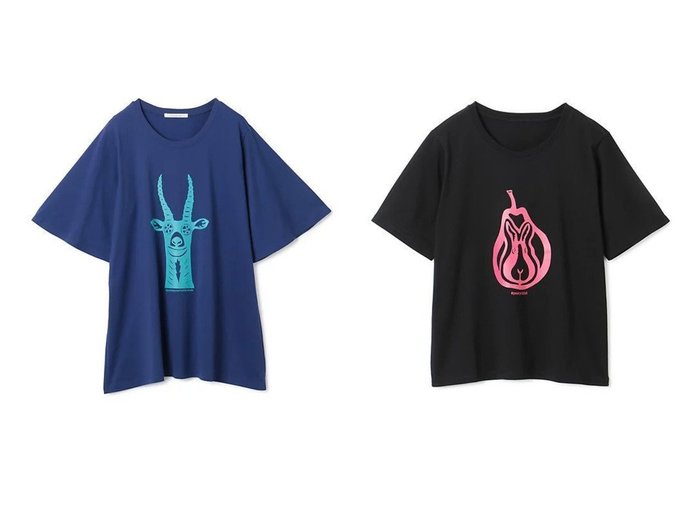 【PLAIN PEOPLE/プレインピープル】のガゼルTシャツ&pearyTシャツ 【トップス、カットソー】おすすめ！人気、トレンド、レディースファッションの通販 おすすめ人気トレンドファッション通販アイテム インテリア・キッズ・メンズ・レディースファッション・服の通販 founy(ファニー) https://founy.com/ ファッション Fashion レディースファッション WOMEN トップス・カットソー Tops/Tshirt シャツ/ブラウス Shirts/Blouses ロング / Tシャツ T-Shirts イラスト シンプル プリント ボックス ラウンド ロング 洗える |ID:crp329100000148787
