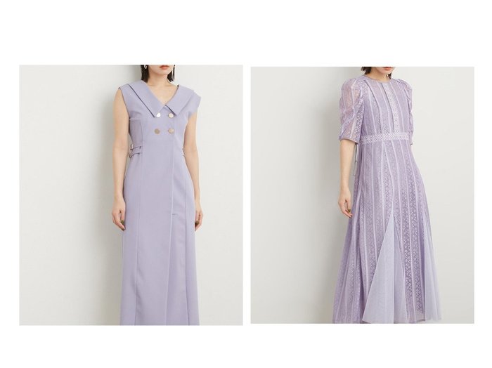 【Lily Brown/リリーブラウン】のカラーデザインダブルブレストワンピース&レーススイッチングワンピース おすすめ！人気、トレンド、レディースファッションの通販  おすすめ人気トレンドファッション通販アイテム 人気、トレンドファッション・服の通販 founy(ファニー) ファッション Fashion レディースファッション WOMEN ワンピース Dress ドレス Party Dresses ツイード ドレス ノースリーブ ミックス ラベンダー リボン 人気 今季 夏 Summer 無地 シアー チュール フラワー フレア レース |ID:crp329100000148801