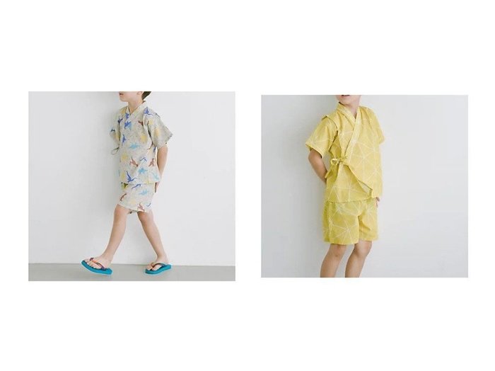 【green label relaxing / UNITED ARROWS / KIDS/グリーンレーベルリラクシング】のGLR 甚平 キカガクガラ&GLR 甚平 キョウリュウ 【KIDS】子供服のおすすめ！人気トレンド・キッズファッションの通販  おすすめ人気トレンドファッション通販アイテム インテリア・キッズ・メンズ・レディースファッション・服の通販 founy(ファニー) https://founy.com/ ファッション Fashion キッズファッション KIDS 2023年 2023 2023春夏・S/S SS,Spring/Summer,2023 ストライプ トライアングル パッチ プリント ポケット 夏 Summer |ID:crp329100000149184