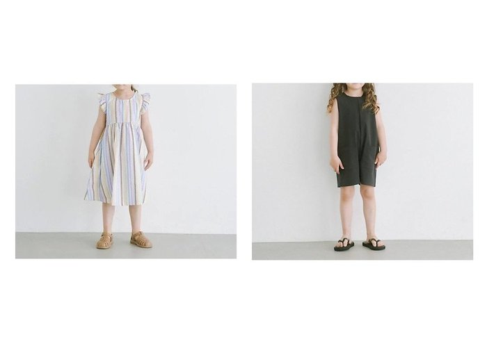【green label relaxing / UNITED ARROWS / KIDS/グリーンレーベルリラクシング】のTJ GLR LAND&WATER サロペット 100cm-130cm&GLR ストライプ ワンピース 100cm-130cm 【KIDS】子供服のおすすめ！人気トレンド・キッズファッションの通販  おすすめ人気トレンドファッション通販アイテム インテリア・キッズ・メンズ・レディースファッション・服の通販 founy(ファニー) https://founy.com/ ファッション Fashion キッズファッション KIDS ワンピース Dress/Kids アウトドア 春 Spring サロペット シャーリング シンプル タンク ボーダー 水着 おすすめ Recommend 夏 Summer |ID:crp329100000149185