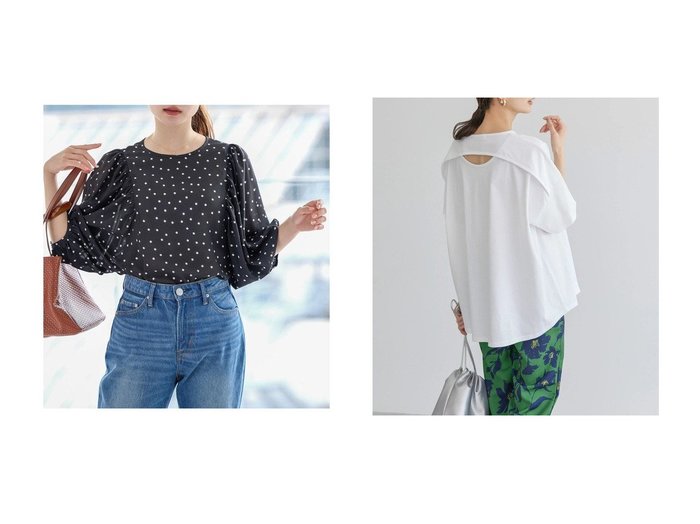 【AMERICAN HOLIC/アメリカンホリック】のギャザースリーブドットブラウス&バックオープンカットプルオーバー 【プチプライス・低価格】おすすめ！人気、トレンド、レディースファッションの通販 おすすめ人気トレンドファッション通販アイテム 人気、トレンドファッション・服の通販 founy(ファニー) ファッション Fashion レディースファッション WOMEN トップス・カットソー Tops/Tshirt シャツ/ブラウス Shirts/Blouses ロング / Tシャツ T-Shirts プルオーバー Pullover カットソー Cut and Sewn 送料無料 Free Shipping カットソー シンプル ポケット |ID:crp329100000149287