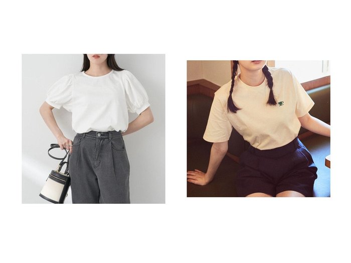 【earth music&ecology/アースミュージックアンドエコロジー】のパフスリーブTシャツ&レトロ喫茶プリントTee 【プチプライス・低価格】おすすめ！人気、トレンド、レディースファッションの通販 おすすめ人気トレンドファッション通販アイテム 人気、トレンドファッション・服の通販 founy(ファニー) ファッション Fashion レディースファッション WOMEN トップス・カットソー Tops/Tshirt シャツ/ブラウス Shirts/Blouses ロング / Tシャツ T-Shirts カットソー Cut and Sewn 送料無料 Free Shipping カットソー プリント ポケット ワンポイント 夏 Summer おすすめ Recommend スリーブ フェミニン |ID:crp329100000149292