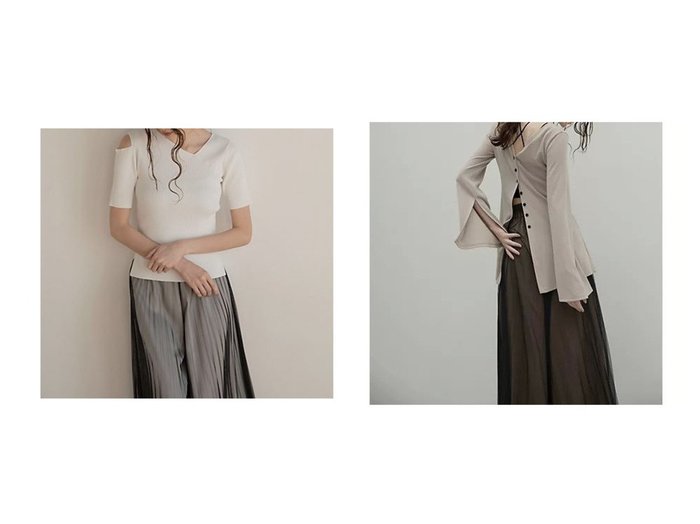 【MIELIINVARIANT/ミエリインヴァリアント】のCut Panel Knit Tops&2way Top Cardigan 【トップス、カットソー】おすすめ！人気、トレンド、レディースファッションの通販 おすすめ人気トレンドファッション通販アイテム 人気、トレンドファッション・服の通販 founy(ファニー) ファッション Fashion レディースファッション WOMEN トップス・カットソー Tops/Tshirt カーディガン Cardigans ニット Knit Tops S/S・春夏 SS・Spring/Summer おすすめ Recommend アクセサリー カーディガン スリット スリーブ フレア 夏 Summer 春 Spring インナー カッティング シンプル バランス ボトム |ID:crp329100000149530