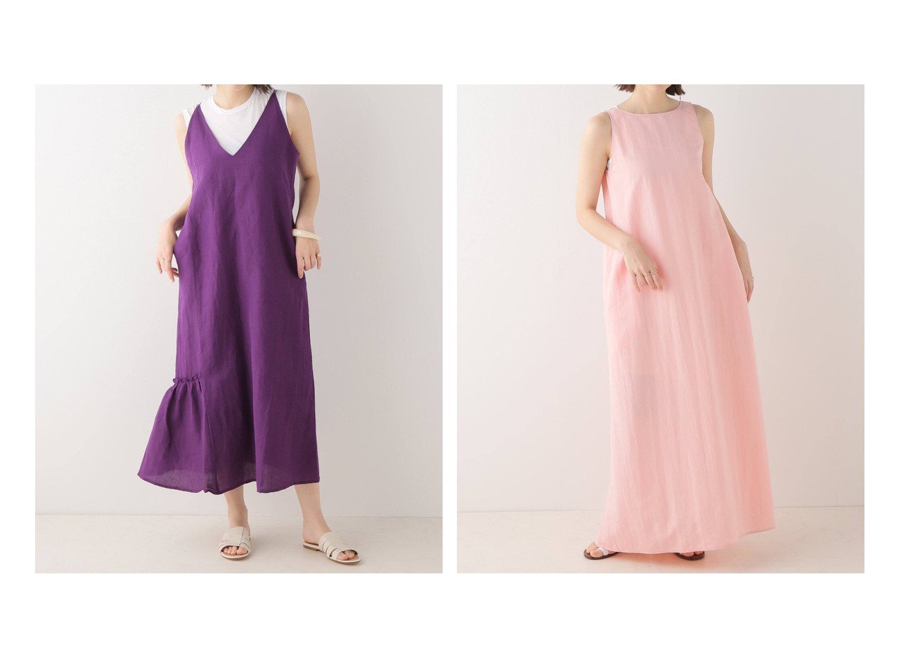 【IENA/イエナ】の【ノーメント】COTTON LINEN MIX キャミワンピース&【ビロット】GIWA DRESS おすすめ！人気、トレンド、レディースファッションの通販 おすすめ人気トレンドファッション通販アイテム インテリア・キッズ・メンズ・レディースファッション・服の通販 founy(ファニー) 　ファッション　Fashion　レディースファッション　WOMEN　ワンピース　Dress　ドレス　Party Dresses　キャミワンピース　No Sleeve Dresses　NEW・新作・新着・新入荷　New Arrivals　2023年　2023　2023春夏・S/S　SS,Spring/Summer,2023　キャミワンピース　スタンダード　ドレス　バランス　パープル系　Purple　レッド系　Red　|ID:crp329100000149642