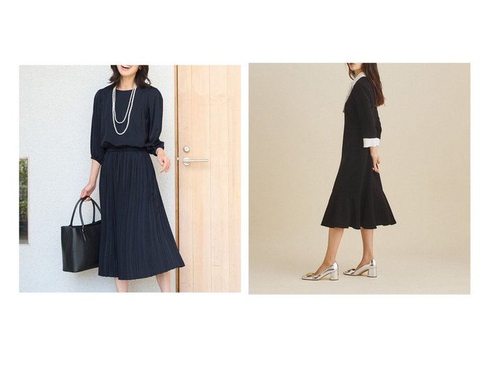 【GRACE CONTINENTAL/グレース コンチネンタル】のダブルクロスドレス&【any FAM/エニィファム】の【洗える・ウエストゴム】セレモニープリーツワンピース 【ワンピース、ドレス】おすすめ！人気、トレンド、レディースファッションの通販 おすすめ人気トレンドファッション通販アイテム 人気、トレンドファッション・服の通販 founy(ファニー) ファッション Fashion レディースファッション WOMEN ワンピース Dress ドレス Party Dresses 送料無料 Free Shipping エレガント カフス ドレス バランス フレア ベーシック 再入荷 Restock/Back in Stock/Re Arrival サテン シンプル ジャケット プリーツ ポケット ワッシャー 洗える |ID:crp329100000149915