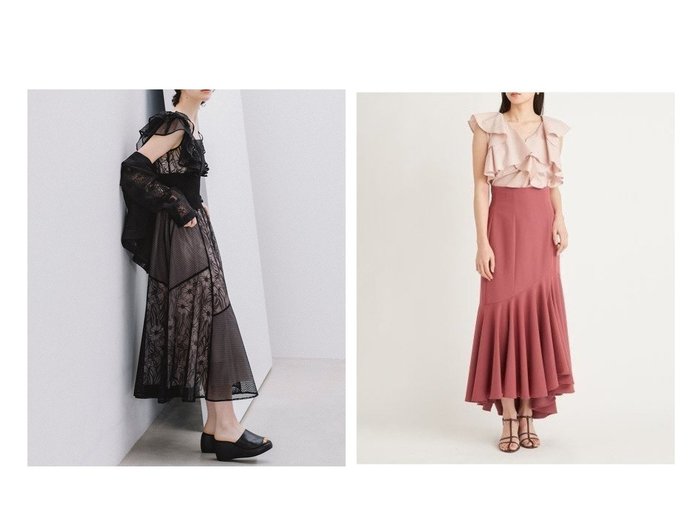 【SNIDEL/スナイデル】のレースボリュームワンピース&【WEB限定サイズあり】マーメイドスカート おすすめ！人気、トレンド、レディースファッションの通販 おすすめ人気トレンドファッション通販アイテム 人気、トレンドファッション・服の通販 founy(ファニー) ファッション Fashion レディースファッション WOMEN スカート Skirt ワンピース Dress ドレス Party Dresses アシンメトリー エレガント デニム ドレープ 定番 Standard バランス フィット マキシ マーメイド ロング NEW・新作・新着・新入荷 New Arrivals ドレス フェミニン フリル フレア リブニット リボン レース |ID:crp329100000150357
