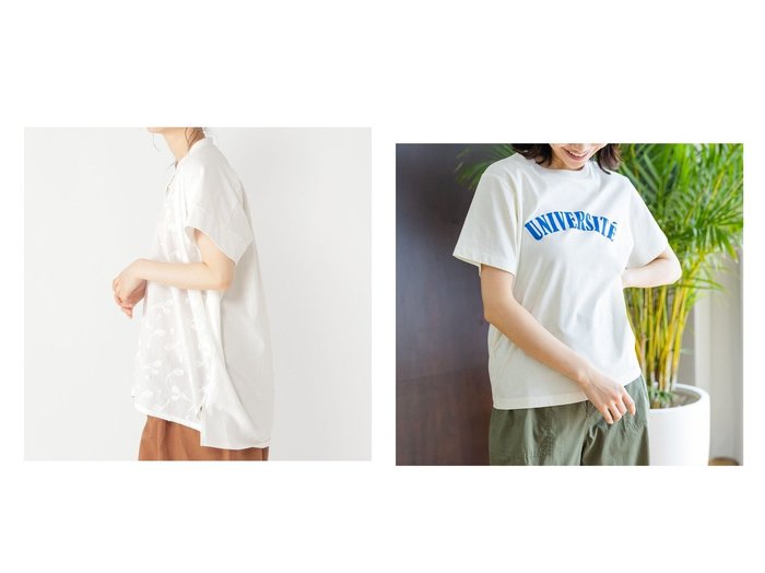 【niko and…/ニコアンド】のフレンチロゴアソートTEE&【studio CLIP/スタディオ クリップ】の3DレースチュニックSH 【プチプライス・低価格】おすすめ！人気、トレンド、レディースファッションの通販 おすすめ人気トレンドファッション通販アイテム 人気、トレンドファッション・服の通販 founy(ファニー) ファッション Fashion レディースファッション WOMEN トップス・カットソー Tops/Tshirt シャツ/ブラウス Shirts/Blouses ロング / Tシャツ T-Shirts カットソー Cut and Sewn ワンピース Dress ドレス Party Dresses チュニック Tunic おすすめ Recommend オレンジ プリント ベーシック ロング 再入荷 Restock/Back in Stock/Re Arrival 半袖 夏 Summer チュニック ドレス レース 羽織 |ID:crp329100000150875