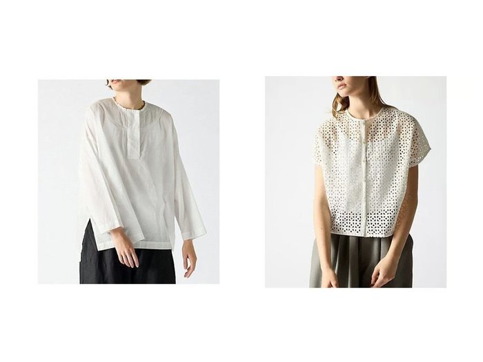 【mizuiro ind/ミズイロ インド】のピンタックプルオーバーシャツ&レースクルーネックノースリーブシャツ 【トップス、カットソー】おすすめ！人気、トレンド、レディースファッションの通販  おすすめ人気トレンドファッション通販アイテム 人気、トレンドファッション・服の通販 founy(ファニー) ファッション Fashion レディースファッション WOMEN トップス・カットソー Tops/Tshirt シャツ/ブラウス Shirts/Blouses プルオーバー Pullover キャミソール / ノースリーブ No Sleeves シンプル スリット メッシュ レース 夏 Summer 長袖 コンパクト ショート スクエア フロント 無地 |ID:crp329100000150922