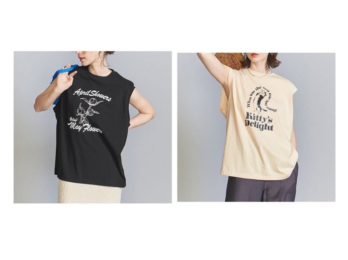 【BEAUTY&YOUTH / UNITED ARROWS/ビューティ&ユース ユナイテッドアローズ】の【別注】 WAVE UNION プリントノースリーブTシャツ おすすめ！人気、トレンド、レディースファッションの通販  おすすめ人気トレンドファッション通販アイテム 人気、トレンドファッション・服の通販 founy(ファニー) ファッション Fashion レディースファッション WOMEN トップス・カットソー Tops/Tshirt キャミソール / ノースリーブ No Sleeves シャツ/ブラウス Shirts/Blouses ロング / Tシャツ T-Shirts カットソー Cut and Sewn インナー 春 Spring キャミソール グラフィック スラックス ノースリーブ 猫 プリント 別注 ミックス モチーフ リラックス S/S・春夏 SS・Spring/Summer NEW・新作・新着・新入荷 New Arrivals おすすめ Recommend 夏 Summer |ID:crp329100000151052