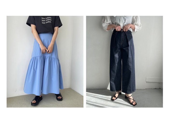 【LOWRYS FARM/ローリーズファーム】のラウンドティアードSK&CONEルーズデニムP 【プチプライス・低価格】おすすめ！人気、トレンド、レディースファッションの通販  おすすめ人気トレンドファッション通販アイテム 人気、トレンドファッション・服の通販 founy(ファニー) ファッション Fashion レディースファッション WOMEN スカート Skirt パンツ Pants デニムパンツ Denim Pants ティアードスカート マキシ ロング コンパクト シンプル ジーンズ デニム ノースリーブ フロント ルーズ おすすめ Recommend |ID:crp329100000151176