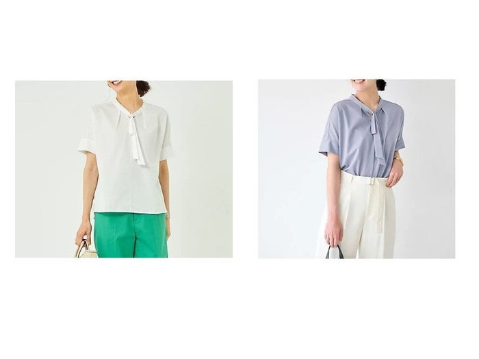 【green label relaxing / UNITED ARROWS/グリーンレーベル リラクシング / ユナイテッドアローズ】のフハクライク タック ボウタイ プルオーバー カットソー おすすめ！人気、トレンド、レディースファッションの通販  おすすめ人気トレンドファッション通販アイテム 人気、トレンドファッション・服の通販 founy(ファニー) ファッション Fashion レディースファッション WOMEN トップス・カットソー Tops/Tshirt プルオーバー Pullover カットソー Cut and Sewn カットソー ストライプ フェミニン 無地 おすすめ Recommend 夏 Summer |ID:crp329100000151184