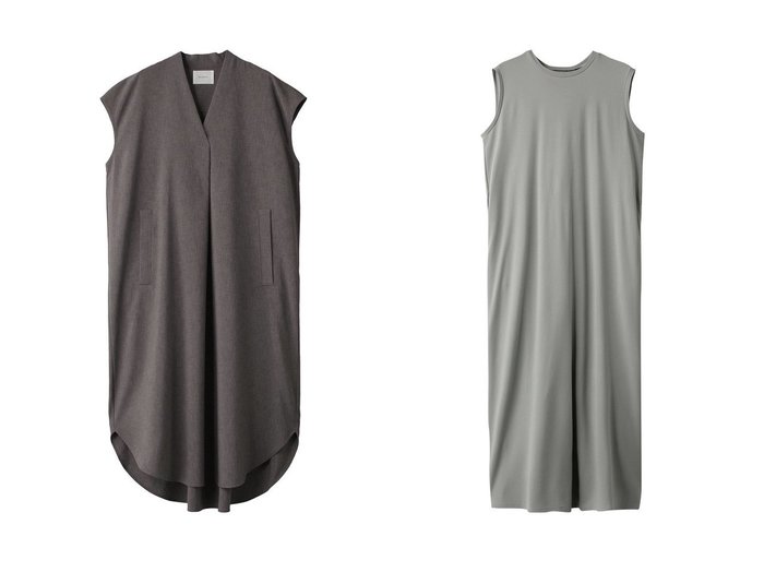 【MIDIUMISOLID/ミディウミソリッド】のv neck french slv OP ワンピース&back tuck long OP ワンピース 【ワンピース、ドレス】おすすめ！人気、トレンド、レディースファッションの通販  おすすめ人気トレンドファッション通販アイテム 人気、トレンドファッション・服の通販 founy(ファニー) 　ファッション　Fashion　レディースファッション　WOMEN　ワンピース　Dress　チュニック　Tunic　スリーブ　チュニック　フレンチ　ロング　|ID:crp329100000151216