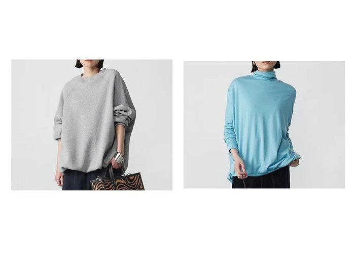 【COGTHEBIGSMOKE/コグ ザビッグスモーク】のALICE SWEATSHIRT&IVA NARROW SLEEVE HIGH-NECK 【トップス、カットソー】おすすめ！人気、トレンド、レディースファッションの通販 おすすめ人気トレンドファッション通販アイテム 人気、トレンドファッション・服の通販 founy(ファニー) ファッション Fashion レディースファッション WOMEN トップス・カットソー Tops/Tshirt シャツ/ブラウス Shirts/Blouses パーカ Sweats ロング / Tシャツ T-Shirts スウェット Sweat シンプル スウェット リボン 人気 スクエア ハイネック ワイド |ID:crp329100000151469