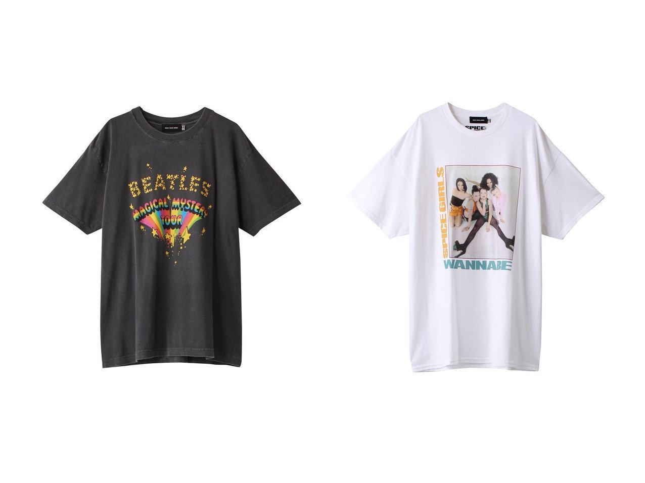 【ROSE BUD/ローズバッド】のザビートルズツアーTシャツ&スパイスガールズビッグTシャツ おすすめ！人気、トレンド、レディースファッションの通販  おすすめ人気トレンドファッション通販アイテム インテリア・キッズ・メンズ・レディースファッション・服の通販 founy(ファニー) 　ファッション　Fashion　レディースファッション　WOMEN　トップス・カットソー　Tops/Tshirt　シャツ/ブラウス　Shirts/Blouses　ロング / Tシャツ　T-Shirts　カットソー　Cut and Sewn　グラフィック　ショート　シンプル　スリーブ　プリント　今季　デニム　トレンド　ボトム　モチーフ　ブラック系　Black　ホワイト系　White　|ID:crp329100000152119