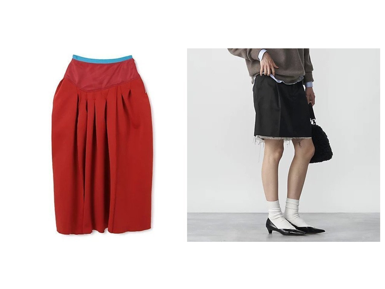 【BRILL/ブリル】のCHINO MIDI SKIRT&【ODAKHA/オダカ】のrandom pleated skirt 【スカート】おすすめ！人気、トレンド、レディースファッションの通販 おすすめ人気トレンドファッション通販アイテム インテリア・キッズ・メンズ・レディースファッション・服の通販 founy(ファニー) 　ファッション　Fashion　レディースファッション　WOMEN　スカート　Skirt　プリーツスカート　Pleated Skirts　2023年　2023　2023-2024秋冬・A/W　AW/Autumn/Winter//FW/Fall-Winter/2023-2024　イレギュラー　タフタ　ランダム　マキシ　リメイク　オレンジ系　Orange　ベージュ系　Beige　ブラック系　Black　|ID:crp329100000152356