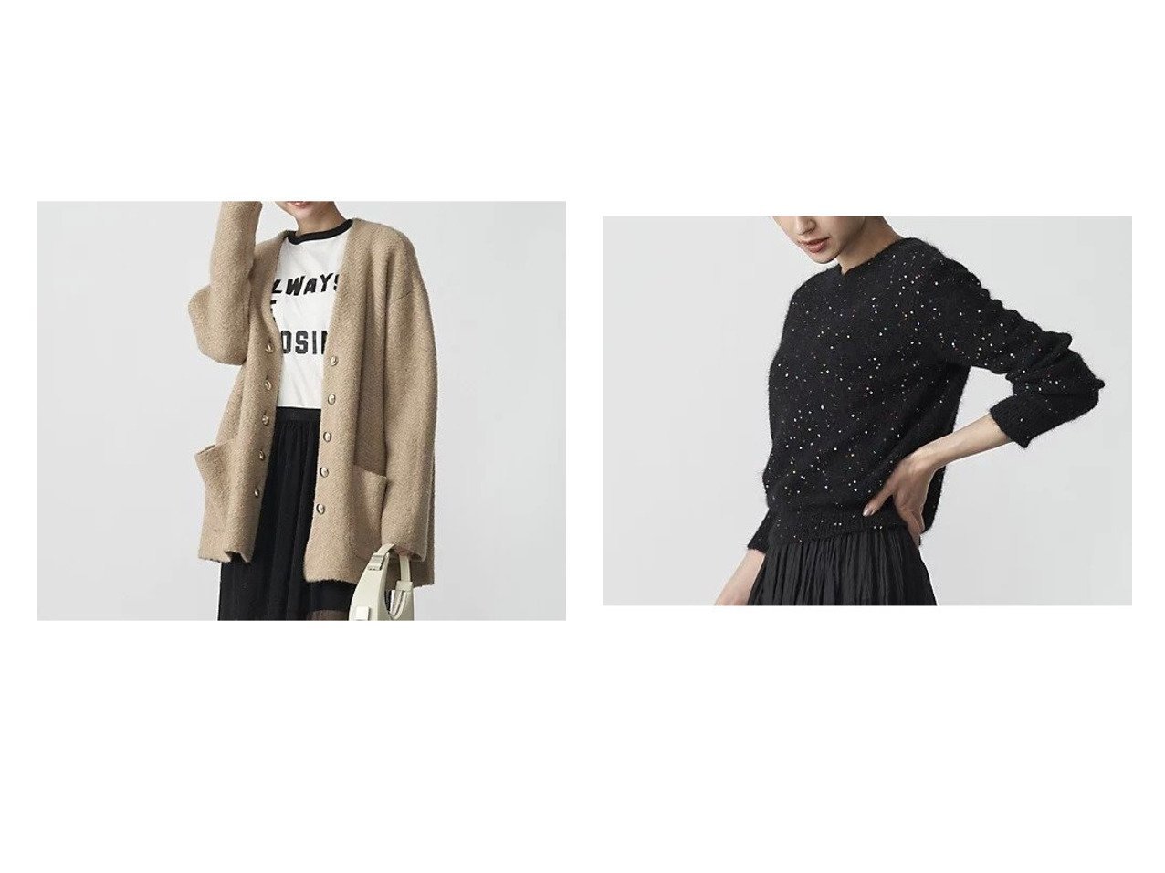 【BRILL/ブリル】のJQ KNIT JKACKET&スパンコールモヘアプルオーバー 【トップス、カットソー】おすすめ！人気、トレンド、レディースファッションの通販 おすすめ人気トレンドファッション通販アイテム インテリア・キッズ・メンズ・レディースファッション・服の通販 founy(ファニー) 　ファッション　Fashion　レディースファッション　WOMEN　トップス・カットソー　Tops/Tshirt　ニット　Knit Tops　プルオーバー　Pullover　ジャケット　ヘリンボーン　ベビー　メタル　イタリア　シルク　シンプル　スパンコール　スペシャル　モヘア　ベージュ系　Beige　ブラック系　Black　|ID:crp329100000152544