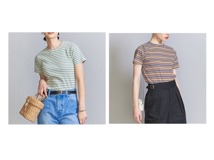 【BEAUTY&YOUTH / UNITED ARROWS/ビューティ&ユース ユナイテッドアローズ】のコットンブレンド マルチボーダー コンパクト Tシャツ&コットン マルチボーダー Tシャツ おすすめ！人気、トレンド、レディースファッションの通販 おすすめ人気トレンドファッション通販アイテム インテリア・キッズ・メンズ・レディースファッション・服の通販 founy(ファニー) https://founy.com/ ファッション Fashion レディースファッション WOMEN トップス・カットソー Tops/Tshirt シャツ/ブラウス Shirts/Blouses ロング / Tシャツ T-Shirts カットソー Cut and Sewn おすすめ Recommend インナー コンパクト ジャケット スタイリッシュ フィット ボーダー ラップ ランダム 夏 Summer 春 Spring |ID:crp329100000152714