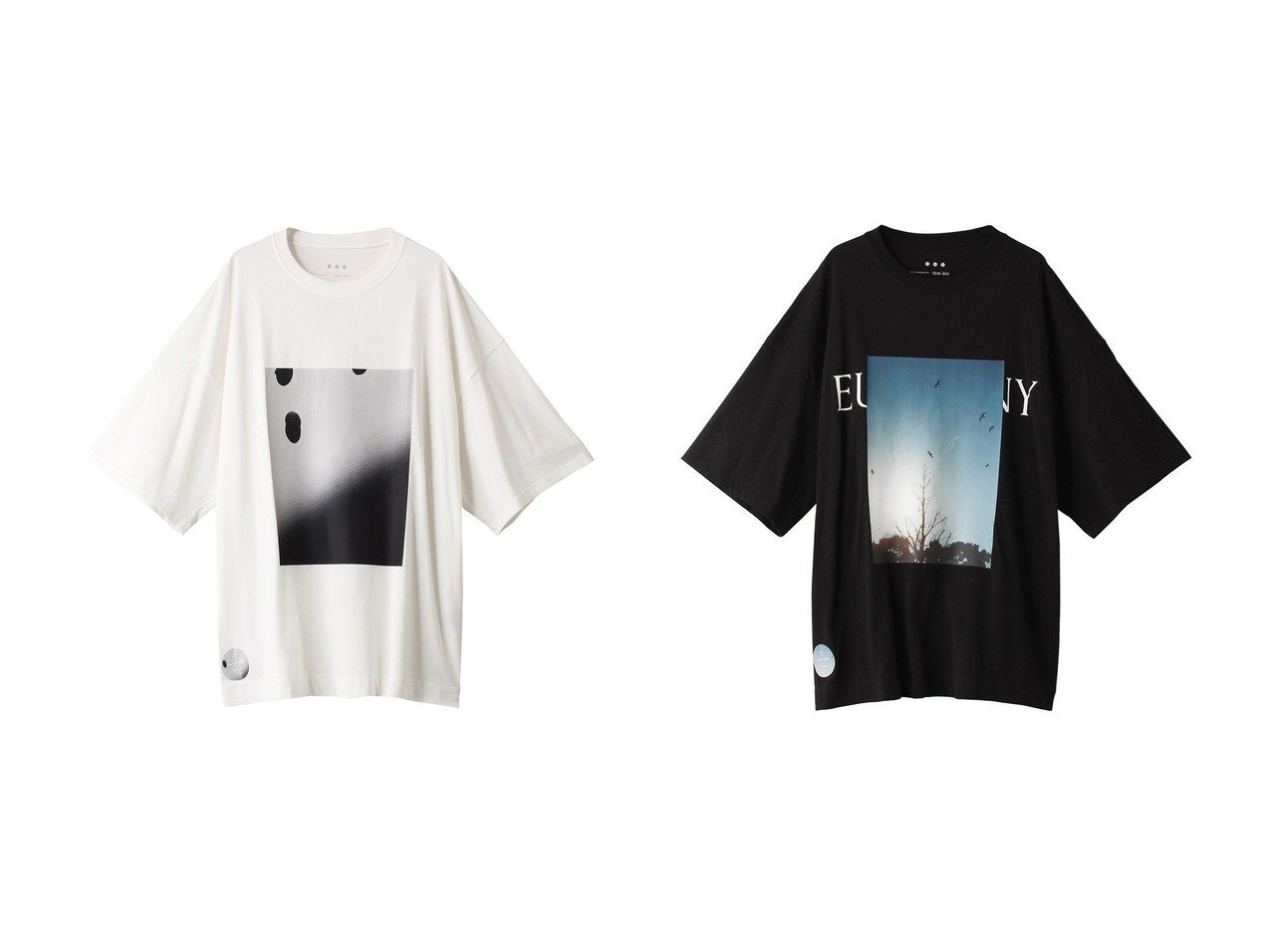 【three dots/スリー ドッツ】の【UNISEX】EZ MOMENTグラフィックTシャツ&【UNISEX】EZ MOMENTグラフィックTシャツ おすすめ！人気、トレンド、レディースファッションの通販 おすすめ人気トレンドファッション通販アイテム インテリア・キッズ・メンズ・レディースファッション・服の通販 founy(ファニー) 　ファッション　Fashion　レディースファッション　WOMEN　トップス・カットソー　Tops/Tshirt　シャツ/ブラウス　Shirts/Blouses　ロング / Tシャツ　T-Shirts　カットソー　Cut and Sewn　UNISEX　グラデーション　グラフィック　ショート　スリーブ　ビッグ　プリント　今季　ホワイト系　White　ブラック系　Black　|ID:crp329100000152755