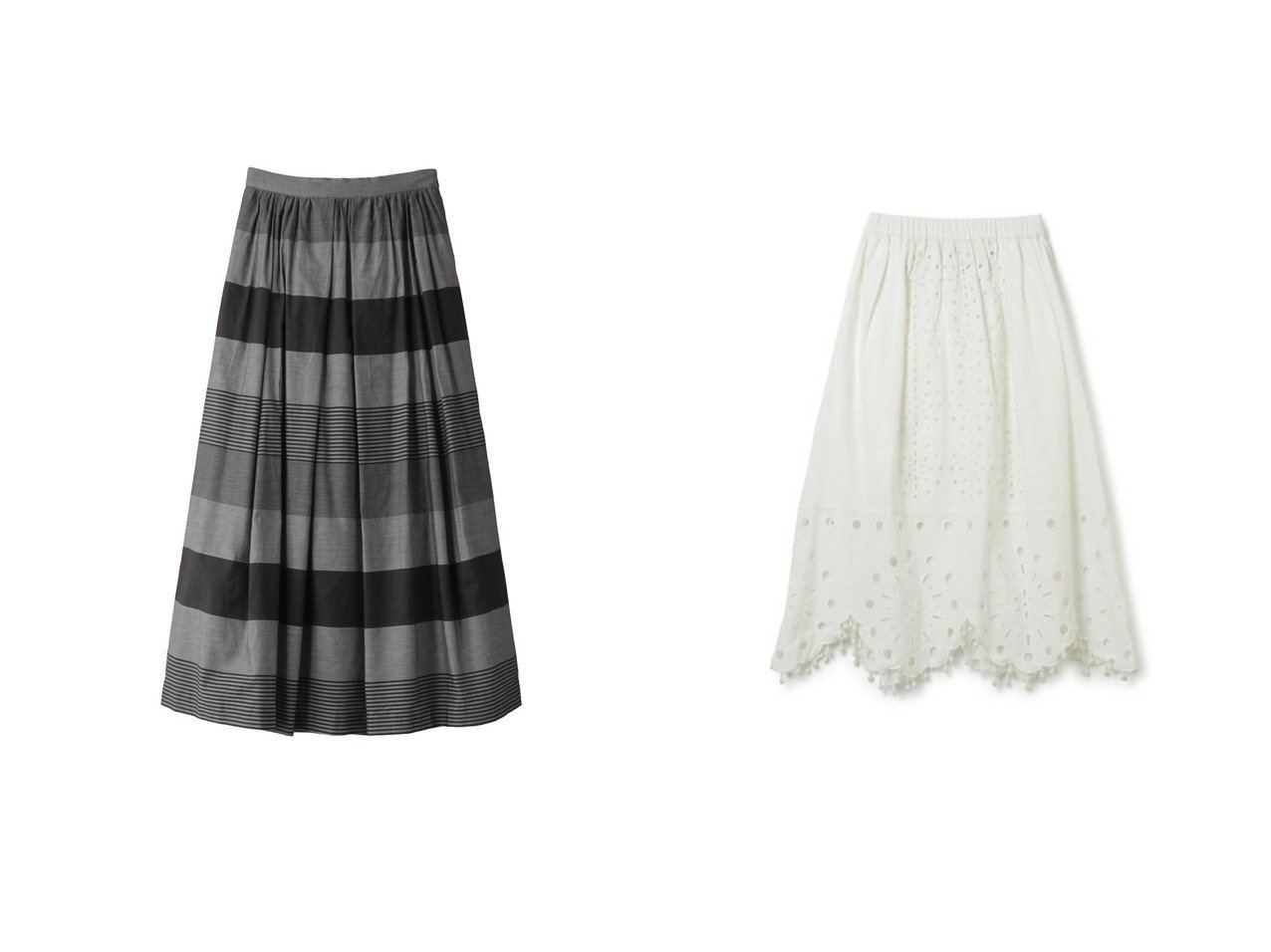 【HOUSE OF LOTUS/ハウス オブ ロータス】のモノトーンボーダースカート&【Sea NEW YORK/シー ニューヨーク】のADDIE EYELET SKIRT (D2) 【スカート】おすすめ！人気、トレンド、レディースファッションの通販 おすすめ人気トレンドファッション通販アイテム インテリア・キッズ・メンズ・レディースファッション・服の通販 founy(ファニー) 　ファッション　Fashion　レディースファッション　WOMEN　スカート　Skirt　2023年　2023　2023-2024秋冬・A/W　AW/Autumn/Winter//FW/Fall-Winter/2023-2024　A/W・秋冬　AW・Autumn/Winter・FW・Fall-Winter　シアー　シンプル　ボーダー　モノトーン　ワイド　スカラップ　レース　ロング　ブラック系　Black　|ID:crp329100000153605