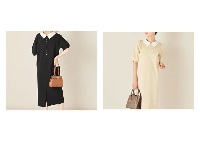 【NOLLEY'S/ノーリーズ】の《手洗い可能》襟付き2WAY半袖ニットワンピース 【ワンピース、ドレス】おすすめ！人気、トレンド、レディースファッションの通販 おすすめ人気トレンドファッション通販アイテム インテリア・キッズ・メンズ・レディースファッション・服の通販 founy(ファニー) https://founy.com/ ファッション Fashion レディースファッション WOMEN ワンピース Dress ニットワンピース Knit Dresses 2023年 2023 2023-2024秋冬・A/W AW/Autumn/Winter//FW/Fall-Winter/2023-2024 スリット パール 半袖 夏 Summer |ID:crp329100000153625