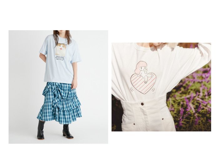 【FURFUR/ファーファー】のマシュマロキャットTシャツ&マムアンちゃんロンT おすすめ！人気、トレンド、レディースファッションの通販  おすすめ人気トレンドファッション通販アイテム 人気、トレンドファッション・服の通販 founy(ファニー) ファッション Fashion レディースファッション WOMEN トップス・カットソー Tops/Tshirt シャツ/ブラウス Shirts/Blouses ロング / Tシャツ T-Shirts カットソー Cut and Sewn おすすめ Recommend インナー カットソー カーディガン シンプル プリント レオパード ショルダー スリーブ トレンド ドロップ フォルム ロング |ID:crp329100000154095