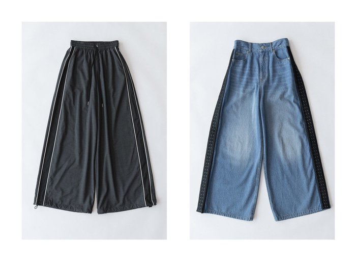 【PRANK PROJECT/プランク プロジェクト】のウーステッドコンビサイドライントラックパンツ Worsted Combi Side Line Track Pants&サイドホックデニム Side Hook Denim 【2023-2024秋冬・A/W】おすすめ！人気、トレンド、レディースファッションの通販 おすすめ人気トレンドファッション通販アイテム 人気、トレンドファッション・服の通販 founy(ファニー) 　ファッション　Fashion　レディースファッション　WOMEN　パンツ　Pants　デニムパンツ　Denim Pants　2023年　2023　2023-2024秋冬・A/W　AW/Autumn/Winter//FW/Fall-Winter/2023-2024　A/W・秋冬　AW・Autumn/Winter・FW・Fall-Winter　おすすめ　Recommend　ジャージ　デニム　ストライプ　スポーティ　セットアップ　ブルゾン　|ID:crp329100000155058