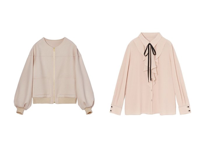 【ANAYI/アナイ】のジョーゼットラッフルボウタイ ブラウス&カルゼリバーヨークブルゾン 【2023-2024秋冬・A/W】おすすめ！人気、トレンド、レディースファッションの通販 おすすめ人気トレンドファッション通販アイテム インテリア・キッズ・メンズ・レディースファッション・服の通販 founy(ファニー) https://founy.com/ ファッション Fashion レディースファッション WOMEN トップス・カットソー Tops/Tshirt シャツ/ブラウス Shirts/Blouses アウター Coat Outerwear ジャケット Jackets ブルゾン Blouson/Jackets 2023年 2023 2023-2024秋冬・A/W AW/Autumn/Winter//FW/Fall-Winter/2023-2024 A/W・秋冬 AW・Autumn/Winter・FW・Fall-Winter とろみ インナー シフォン ジャケット ジョーゼット スリーブ フロント ラッフル リボン ループ ロング おすすめ Recommend コンパクト シンプル バランス パッチ ブルゾン ポケット ヨーク 秋 Autumn/Fall |ID:crp329100000155181