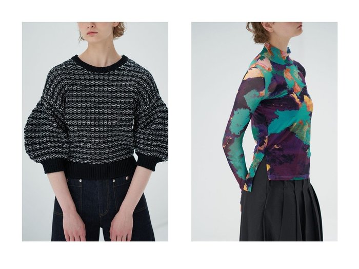【LANVIN en Bleu/ランバン オン ブルー】のモノトーンジャガードニット&アートプリントカットソー おすすめ！人気、トレンド、レディースファッションの通販 おすすめ人気トレンドファッション通販アイテム インテリア・キッズ・メンズ・レディースファッション・服の通販 founy(ファニー) https://founy.com/ ファッション Fashion レディースファッション WOMEN トップス・カットソー Tops/Tshirt シャツ/ブラウス Shirts/Blouses ロング / Tシャツ T-Shirts カットソー Cut and Sewn ニット Knit Tops プルオーバー Pullover インナー 秋 Autumn/Fall カットソー グラフィック 今季 スリーブ プリント ポケット モチーフ ロング A/W・秋冬 AW・Autumn/Winter・FW・Fall-Winter おすすめ Recommend 2023年 2023 2023-2024秋冬・A/W AW/Autumn/Winter//FW/Fall-Winter/2023-2024 |ID:crp329100000155269