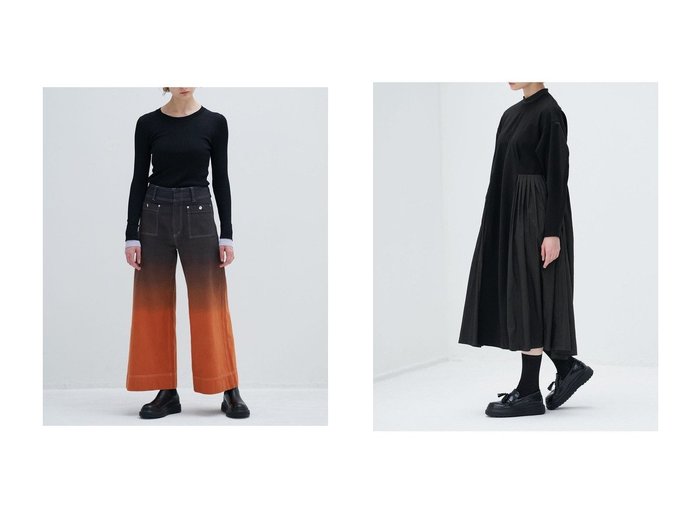 【LANVIN en Bleu/ランバン オン ブルー】のタフタコンビスタンドワンピース&グラデーションバギーデニムパンツ おすすめ！人気、トレンド、レディースファッションの通販 おすすめ人気トレンドファッション通販アイテム インテリア・キッズ・メンズ・レディースファッション・服の通販 founy(ファニー) https://founy.com/ ファッション Fashion レディースファッション WOMEN ワンピース Dress チュニック Tunic パンツ Pants デニムパンツ Denim Pants ウォッシュ スニーカー チュニック ドロップ ネックレス ファブリック ポケット 無地 ロング A/W・秋冬 AW・Autumn/Winter・FW・Fall-Winter 2023年 2023 2023-2024秋冬・A/W AW/Autumn/Winter//FW/Fall-Winter/2023-2024 |ID:crp329100000155276