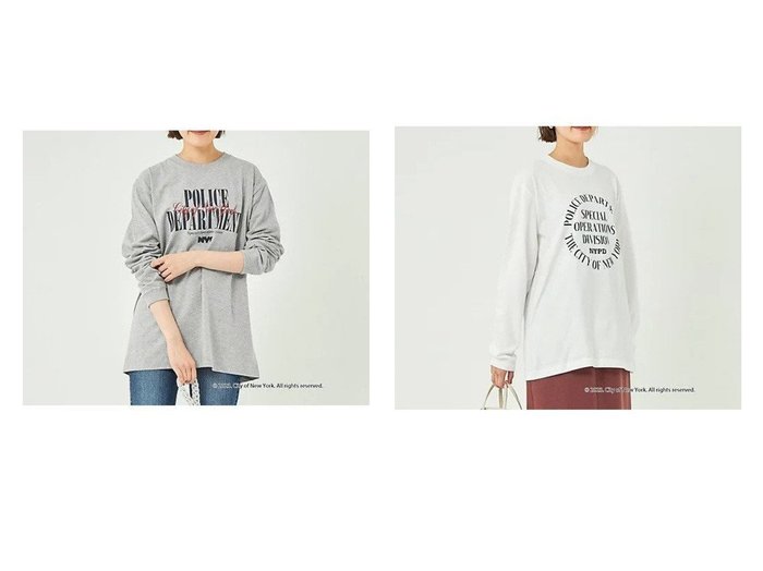 【green label relaxing / UNITED ARROWS/グリーンレーベル リラクシング / ユナイテッドアローズ】の【別注】NYC ロングスリーブ プリント Tシャツ&【別注】NYC ロングスリーブ プリント Tシャツ ミディアムグレー おすすめ！人気、トレンド、レディースファッションの通販 おすすめ人気トレンドファッション通販アイテム 人気、トレンドファッション・服の通販 founy(ファニー) ファッション Fashion レディースファッション WOMEN トップス・カットソー Tops/Tshirt シャツ/ブラウス Shirts/Blouses ロング / Tシャツ T-Shirts インナー ヴィンテージ 秋 Autumn/Fall カットソー サロペット シンプル スリーブ ニューヨーク プリント ベーシック 別注 羽織 ロング |ID:crp329100000155729