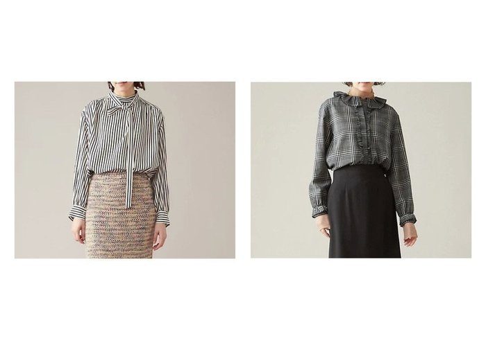 【martinique/マルティニーク】のサテンボータイブラウス&ラッフルブラウス 【トップス、カットソー通販】おすすめ！人気、トレンド、レディースファッションの通販   おすすめ人気トレンドファッション通販アイテム インテリア・キッズ・メンズ・レディースファッション・服の通販 founy(ファニー) https://founy.com/ ファッション Fashion レディースファッション WOMEN トップス・カットソー Tops/Tshirt シャツ/ブラウス Shirts/Blouses インナー チェック ツイル フロント モノトーン ラッフル 無地 キュプラ クラシック サテン シンプル ストライプ プリント リボン 別注 |ID:crp329100000156017