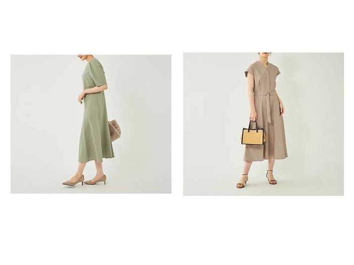 【green label relaxing / UNITED ARROWS/グリーンレーベル リラクシング / ユナイテッドアローズ】のスラブマット スキッパー フレア ワンピース -ストレッチ-&ギャザー パフ 7分袖 フィットアンドフレア Vネック ワンピース おすすめ！人気、トレンド、レディースファッションの通販 おすすめ人気トレンドファッション通販アイテム インテリア・キッズ・メンズ・レディースファッション・服の通販 founy(ファニー) https://founy.com/ ファッション Fashion レディースファッション WOMEN ワンピース Dress おすすめ Recommend カーディガン サンダル ジャケット スキッパー ストレッチ フレア 秋 Autumn/Fall ギャザー シンプル スーツ バランス フォーマル ポケット 夏 Summer |ID:crp329100000156149