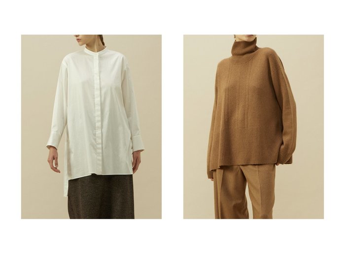 【PLAIN PEOPLE/プレインピープル】のサテンストレッチバンドカラーシャツ&ベビーキャメルタートルニット 【2023-2024秋冬・A/W通販】おすすめ！人気、トレンド、レディースファッションの通販  おすすめ人気トレンドファッション通販アイテム インテリア・キッズ・メンズ・レディースファッション・服の通販 founy(ファニー) https://founy.com/ ファッション Fashion レディースファッション WOMEN トップス・カットソー Tops/Tshirt ニット Knit Tops プルオーバー Pullover シャツ/ブラウス Shirts/Blouses 2023年 2023 2023-2024秋冬・A/W AW/Autumn/Winter//FW/Fall-Winter/2023-2024 A/W・秋冬 AW・Autumn/Winter・FW・Fall-Winter タートルネック サテン ストレッチ スリット スリーブ タイプライター ドレス ロング |ID:crp329100000156334
