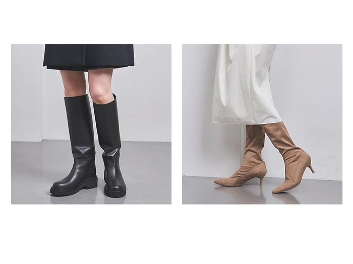 【UNITED ARROWS/ユナイテッドアローズ】のロング プラットブーツ&ポインテッド ストレッチロングブーツ おすすめ！人気、トレンド、レディースファッションの通販   おすすめ人気トレンドファッション通販アイテム インテリア・キッズ・メンズ・レディースファッション・服の通販 founy(ファニー) https://founy.com/ ファッション Fashion レディースファッション WOMEN エレガント シューズ ショート スウェード タイトスカート フィット フレア ポインテッド ロング おすすめ Recommend |ID:crp329100000156964