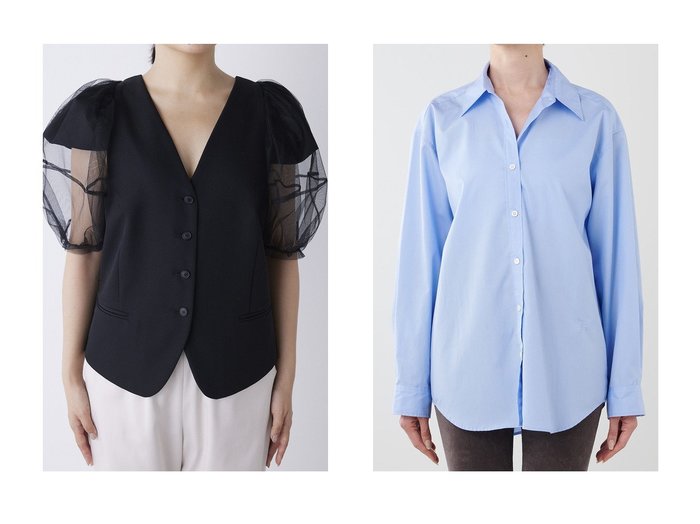 【Whim Gazette/ウィムガゼット】の【LUTZ HUELLE】TARA VEST&【Ernie Palo】別注バックオープンシャツ 【2023-2024秋冬・A/W通販】おすすめ！人気、トレンド、レディースファッションの通販  おすすめ人気トレンドファッション通販アイテム インテリア・キッズ・メンズ・レディースファッション・服の通販 founy(ファニー) https://founy.com/ ファッション Fashion レディースファッション WOMEN トップス・カットソー Tops/Tshirt シャツ/ブラウス Shirts/Blouses バッグ Bag アウター Coat Outerwear ベスト/ジレ Gilets/Vests 春 Spring シンプル スタイリッシュ ストライプ スリーブ フレンチ フロント 別注 モチーフ リアル リボン ロング A/W・秋冬 AW・Autumn/Winter・FW・Fall-Winter S/S・春夏 SS・Spring/Summer 夏 Summer 2023年 2023 2023-2024秋冬・A/W AW/Autumn/Winter//FW/Fall-Winter/2023-2024 |ID:crp329100000157675