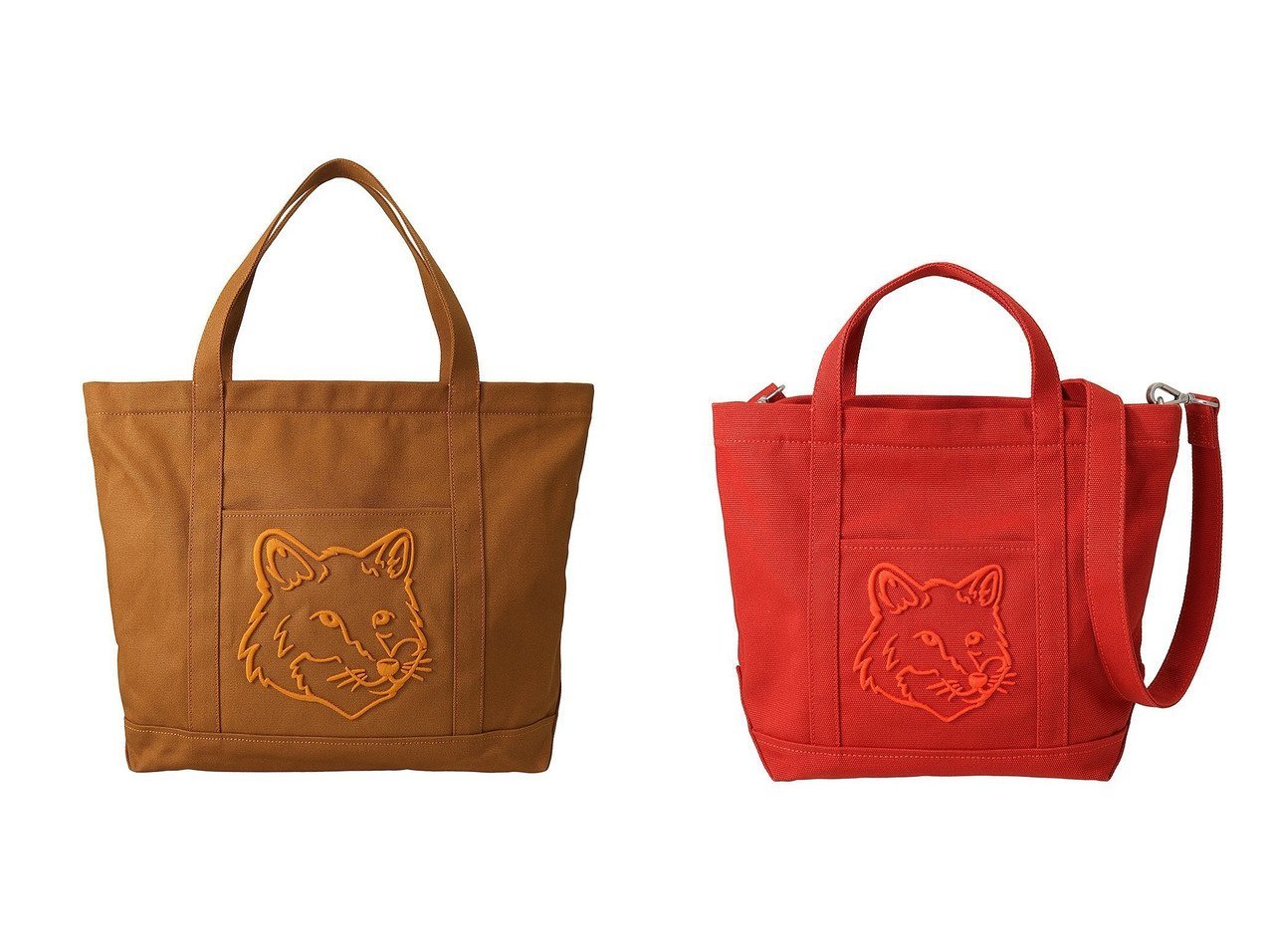 【MAISON KITSUNE/メゾン キツネ】の【UNISEX】FOX HEAD クラシックトートバッグ&【UNISEX】FOX HEAD ミニトートバッグ 【2023-2024秋冬・A/W通販】おすすめ！人気、トレンド、レディースファッションの通販  おすすめ人気トレンドファッション通販アイテム インテリア・キッズ・メンズ・レディースファッション・服の通販 founy(ファニー) 　ファッション　Fashion　レディースファッション　WOMEN　バッグ　Bag　2023年　2023　2023-2024秋冬・A/W　AW/Autumn/Winter//FW/Fall-Winter/2023-2024　A/W・秋冬　AW・Autumn/Winter・FW・Fall-Winter　UNISEX　キャンバス　ポケット　秋　Autumn/Fall　ブラウン系　Brown　オレンジ系　Orange　|ID:crp329100000157764