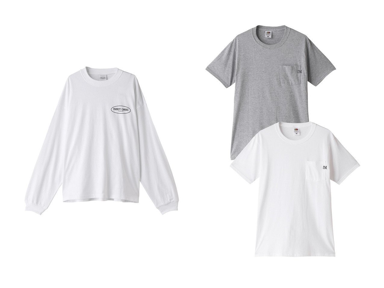 【PARROTT CANVAS/パロットキャンバス】のPARROTT CANVAS グラフィックロングスリーブ Tシャツ&【FRUIT OF THE LOOM】フェイバリット ポケット Tシャツ(2PACK) 【2023-2024秋冬・A/W　トップス、カットソー通販】おすすめ！人気、トレンド、レディースファッションの通販  おすすめ人気トレンドファッション通販アイテム インテリア・キッズ・メンズ・レディースファッション・服の通販 founy(ファニー) 　ファッション　Fashion　レディースファッション　WOMEN　トップス・カットソー　Tops/Tshirt　シャツ/ブラウス　Shirts/Blouses　ロング / Tシャツ　T-Shirts　カットソー　Cut and Sewn　2023年　2023　2023-2024秋冬・A/W　AW/Autumn/Winter//FW/Fall-Winter/2023-2024　A/W・秋冬　AW・Autumn/Winter・FW・Fall-Winter　グラフィック　スリーブ　ロング　アメリカン　ショート　ポケット　定番　Standard　ホワイト系　White　グレー系　Gray　ブラック系　Black　|ID:crp329100000158416