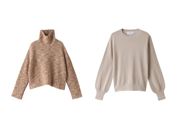 【BEIGE,/ベイジ,】のBUFFON(ビュフォン)/ハイネックニット&JUSSIEU (ジュシュ―)/ラメニットトップス 【2023-2024秋冬・A/W　トップス、カットソー通販】おすすめ！人気、トレンド、レディースファッションの通販 おすすめ人気トレンドファッション通販アイテム インテリア・キッズ・メンズ・レディースファッション・服の通販 founy(ファニー) https://founy.com/ ファッション Fashion レディースファッション WOMEN トップス・カットソー Tops/Tshirt ニット Knit Tops プルオーバー Pullover 2023年 2023 2023-2024秋冬・A/W AW/Autumn/Winter//FW/Fall-Winter/2023-2024 A/W・秋冬 AW・Autumn/Winter・FW・Fall-Winter ショート ハイネック バランス コンパクト シアー シンプル スリーブ |ID:crp329100000158599