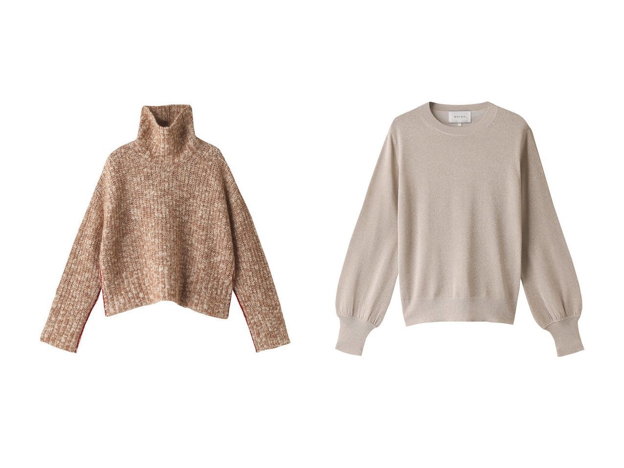 【BEIGE,/ベイジ,】のBUFFON(ビュフォン)/ハイネックニット&JUSSIEU (ジュシュ―)/ラメニットトップス 【2023-2024秋冬・A/W　トップス、カットソー通販】おすすめ！人気、トレンド、レディースファッションの通販 おすすめ人気トレンドファッション通販アイテム インテリア・キッズ・メンズ・レディースファッション・服の通販 founy(ファニー) 　ファッション　Fashion　レディースファッション　WOMEN　トップス・カットソー　Tops/Tshirt　ニット　Knit Tops　プルオーバー　Pullover　2023年　2023　2023-2024秋冬・A/W　AW/Autumn/Winter//FW/Fall-Winter/2023-2024　A/W・秋冬　AW・Autumn/Winter・FW・Fall-Winter　ショート　ハイネック　バランス　コンパクト　シアー　シンプル　スリーブ　ブラック系　Black　シルバー系　Silver　|ID:crp329100000158599