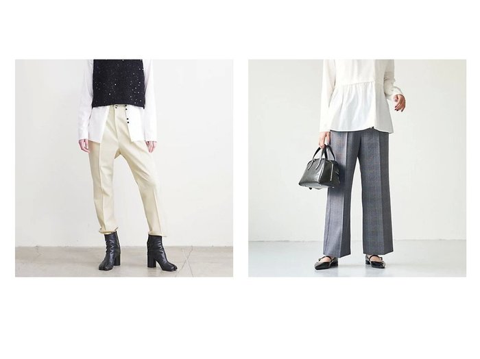 【green label relaxing / UNITED ARROWS/グリーンレーベル リラクシング / ユナイテッドアローズ】の[TALLあり]ツイードライク フレアパンツ -マシンウォッシャブル・防シワ・帯電防止-&【UNITED ARROWS/ユナイテッドアローズ】のツイル スリム クロップドパンツ 【2023-2024秋冬・A/W パンツ通販】おすすめ！人気、トレンド、レディースファッションの通販   おすすめ人気トレンドファッション通販アイテム インテリア・キッズ・メンズ・レディースファッション・服の通販 founy(ファニー) https://founy.com/ ファッション Fashion レディースファッション WOMEN パンツ Pants 秋 Autumn/Fall カットソー スウェット センター チェック ツイード フレア ベスト メランジ 無地 おすすめ Recommend クロップド スニーカー スリム ツイル ドット バランス ビッグ マニッシュ |ID:crp329100000158900
