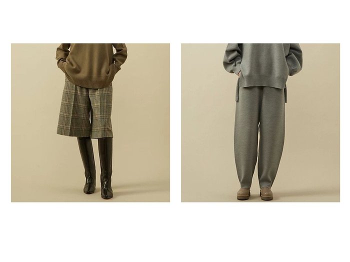 【PLAIN PEOPLE/プレインピープル】のオリジナルチェック柄ハーフパンツ&ニットバレルパンツ 【2023-2024秋冬・A/W パンツ通販】おすすめ！人気、トレンド、レディースファッションの通販   おすすめ人気トレンドファッション通販アイテム インテリア・キッズ・メンズ・レディースファッション・服の通販 founy(ファニー) https://founy.com/ ファッション Fashion レディースファッション WOMEN パンツ Pants ハーフ / ショートパンツ Short Pants おすすめ Recommend ストレッチ セットアップ テーパード リラックス チェック ハーフ ロング 冬 Winter |ID:crp329100000158904